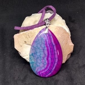 Purple & Blue Geode Agate Pendant Necklace